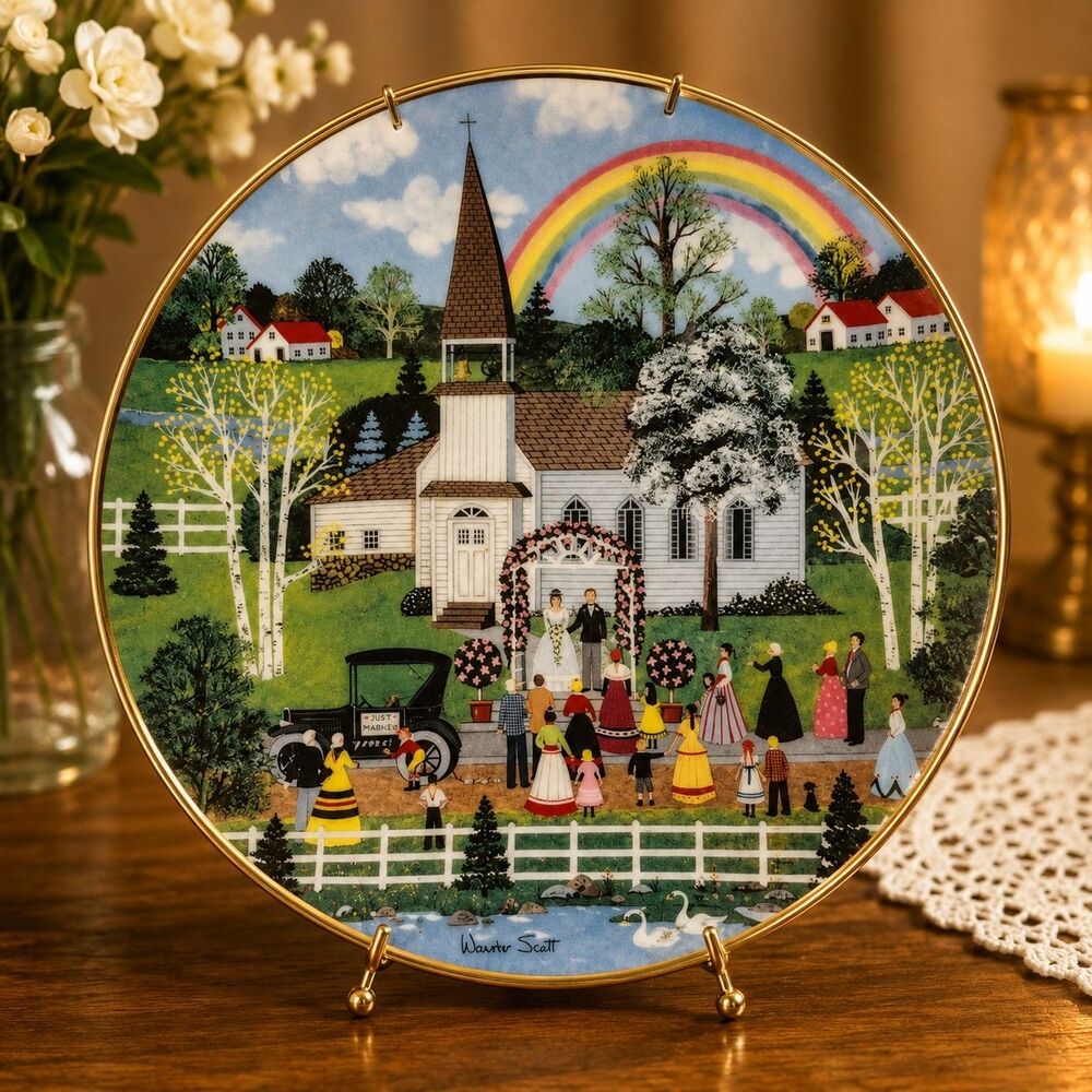 Franklin Mint "Rainbow Wedding" Collector Plate by Wooster Scott – American Folk
